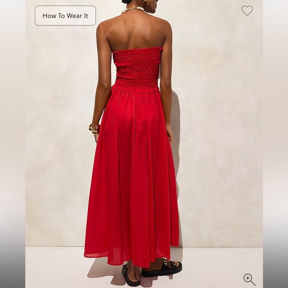 Red J.Crew smocked maxi dress in cotton voile - Picture 2 of 3